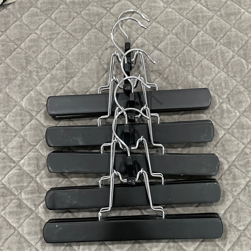Set of Black Wood Pant Hangers